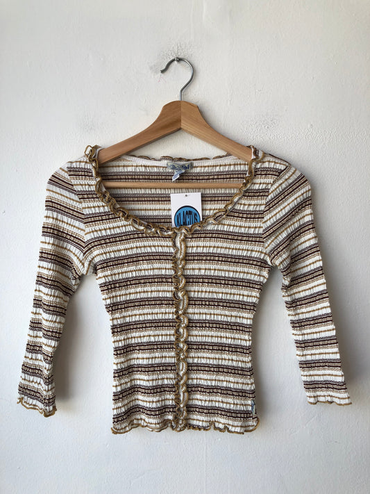 Y2K Striped Ruffle Top