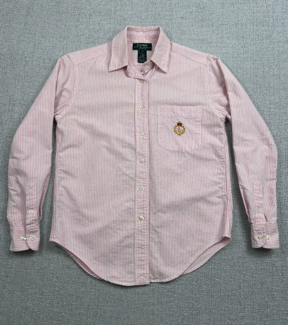 Y2K Ralph Lauren Pink Striped Button Down